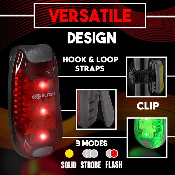 4 Pack LED Safety Light, Clip on Reflective Gear Lights for Walking at Night, Ru - Picture 8 of 9